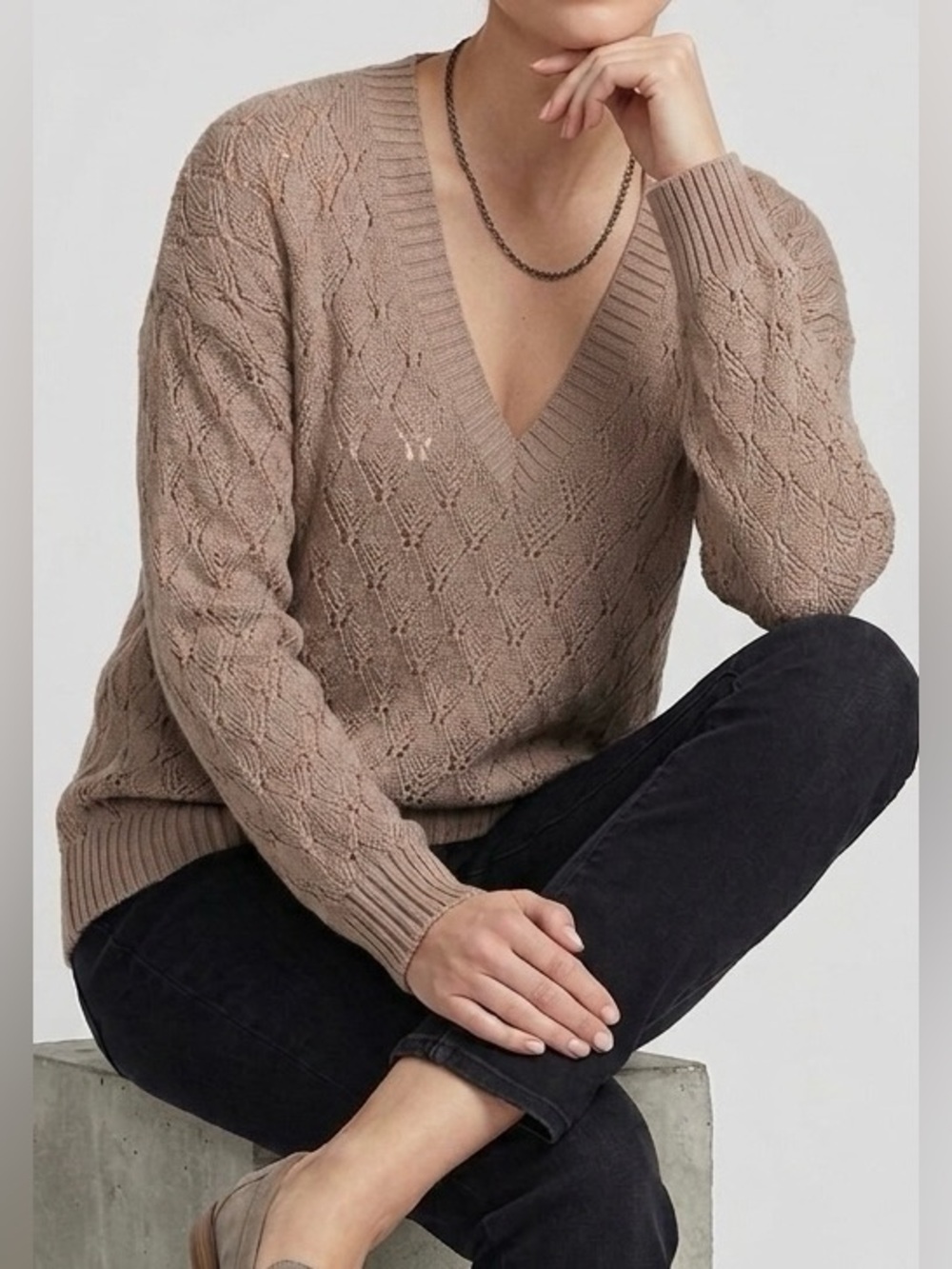 EMPROVED knitted organic cotton V Neck sweater‎ size medium